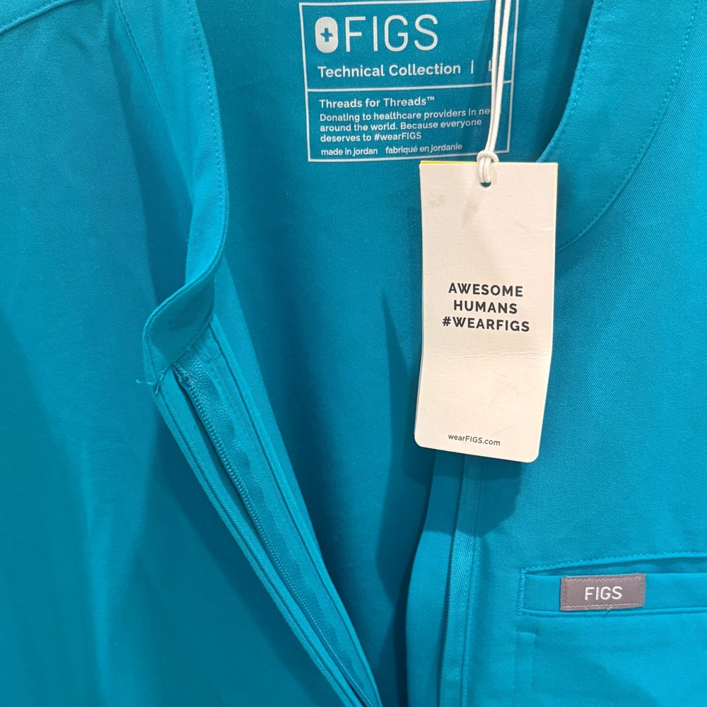 FIGS Montex Mock Neck Scrub Top Teal Blue Womens Large 1000836 NWT - Picture 5 of 6